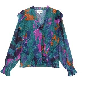 FRNCH Jeez Janet Sheer Blouse - Multi - Size Medium